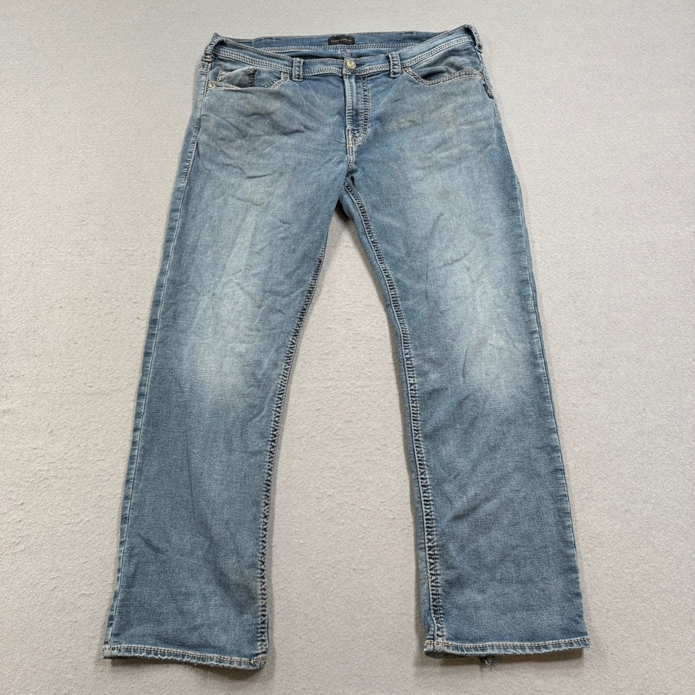 Silver Jeans Men's 40x32 Blue Denim Easy Fit Grayson Straight Mid Rise Med Wash